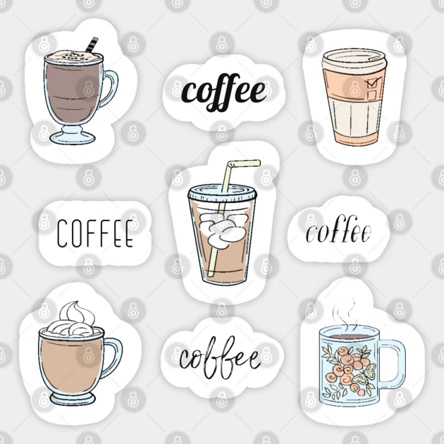 Coffee Lover's Sticker Sheet (9pcs) Sticker by broadwaygurl18